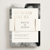 "Magazine" - Foil-Pressed RSVP Online Enclosure Cards in Lace by Kaydi Bishop - Assembled with Belly Band