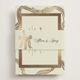 "All Tied Up" - Foil-Pressed RSVP Online Enclosure Cards in Champagne by Chris Griffith - Assembled with Belly Band