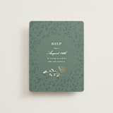 "Southern Romance" - Foil-Pressed RSVP Online Enclosure Cards in Eucalyptus by Simona Camp - Front