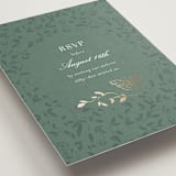 "Southern Romance" - Foil-Pressed RSVP Online Enclosure Cards in Eucalyptus by Simona Camp - Detail