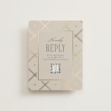"Luxe Lines" - Foil-Pressed RSVP Online Enclosure Cards in Champagne by Kristin Oliversen - Front