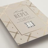 "Luxe Lines" - Foil-Pressed RSVP Online Enclosure Cards in Champagne by Kristin Oliversen - Detail