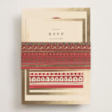 "Indian Elephant" - Foil-Pressed RSVP Online Enclosure Cards in Honey by Teju Reval - Assembled with Belly Band