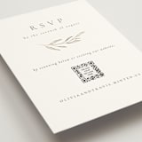 "Leaves" - Foil-Pressed RSVP Online Enclosure Cards in Moss by Kelly Schmidt - Detail