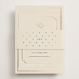"Seaside" - Foil-Pressed RSVP Online Enclosure Cards in Champagne by Griffinbell Paper Co. - Assembled with Belly Band