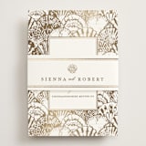 "By the Seashore" - Foil-Pressed RSVP Online Enclosure Cards in Pearl by Maria Alou - Assembled with Belly Band