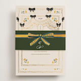 "Tuileries" - Foil-Pressed RSVP Online Enclosure Cards in Golden by Claudia Orengo - Assembled with Belly Band