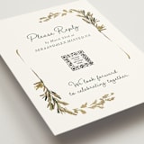 "Coastal Bloom" - Foil-Pressed RSVP Online Enclosure Cards in Garden Green by Lucrecia Caporale - Detail