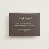 "Arch Frame" - Foil-Pressed RSVP Online Enclosure Cards in Cognac by Emily Betts - Front