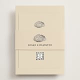 "Cove" - Foil-Pressed RSVP Online Enclosure Cards in Sand by Jennifer Lew - Assembled with Belly Band