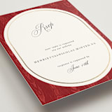 "Moiré" - Foil-Pressed RSVP Online Enclosure Cards in Crimson by Studio Suku - Detail