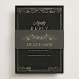 "Emilie" - Foil-Pressed RSVP Online Enclosure Cards in Noir by Randi Cirelli - Assembled with Belly Band