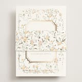 "Victorian Trellis" - Foil-Pressed RSVP Online Enclosure Cards in Golden Summer by Erin L. Wilson - Assembled with Belly Band