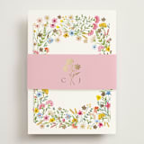 "Bright Garden" - Foil-Pressed RSVP Online Enclosure Cards in Garden by Yaling Hou Suzuki - Assembled with Belly Band