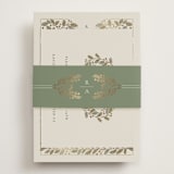 "Vine Wrap" - Foil-Pressed RSVP Online Enclosure Cards in Fern by Jen Owens - Assembled with Belly Band