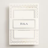 "Aurelia" - Foil-Pressed RSVP Online Enclosure Cards in Dusty Blue by Janean Hinger - Assembled with Belly Band