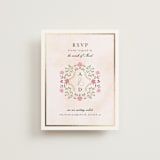 "Embrace" - Foil-Pressed RSVP Online Enclosure Cards in Peony by Susan Moyal - Front