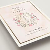 "Embrace" - Foil-Pressed RSVP Online Enclosure Cards in Peony by Susan Moyal - Detail