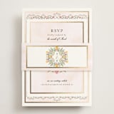 "Embrace" - Foil-Pressed RSVP Online Enclosure Cards in Peony by Susan Moyal - Assembled with Belly Band