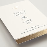 "Anchored" - Foil-Pressed RSVP Online Enclosure Cards in Royal Navy by Olivia Raufman - Detail