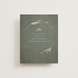 "Minimal Circle" - Foil-Pressed RSVP Online Enclosure Cards in Moss by Kelly Schmidt - Front