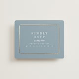 "Elegant bevel" - Foil-Pressed RSVP Online Enclosure Cards in Dusty Blue by Stacey Meacham - Front