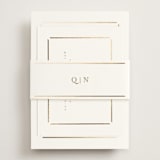 "Elegant bevel" - Foil-Pressed RSVP Online Enclosure Cards in Cloud by Stacey Meacham - Assembled with Belly Band