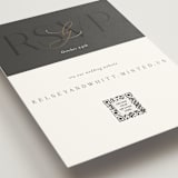 "Over Monogram" - Foil-Pressed RSVP Online Enclosure Cards in Stormy by Jessica Williams - Detail