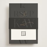 "Over Monogram" - Foil-Pressed RSVP Online Enclosure Cards in Stormy by Jessica Williams - Assembled with Belly Band