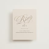 "Mirin" - Foil-Pressed RSVP Online Enclosure Cards in Linen by Kate Ahn - Front