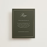 "refined" - Foil-Pressed RSVP Online Enclosure Cards in Deep Olive by Nicole Walsh - Front