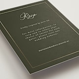 "Refined" - Foil-Pressed RSVP Online Enclosure Cards in Deep Olive by Nicole Walsh - Detail