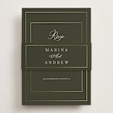"Refined" - Foil-Pressed RSVP Online Enclosure Cards in Deep Olive by Nicole Walsh - Assembled with Belly Band