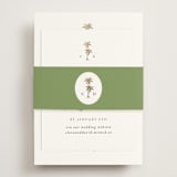 "Palm Monogram" - Foil-Pressed RSVP Online Enclosure Cards in Leaf by Olivia Raufman - Assembled with Belly Band