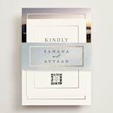 "Gilded frame" - Foil-Pressed RSVP Online Enclosure Cards in Pearl by Nicole Walsh - Assembled with Belly Band