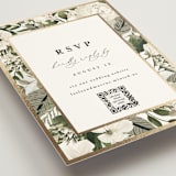 "Classic Love" - Foil-Pressed RSVP Online Enclosure Cards in Vanilla by Susan Moyal - Detail