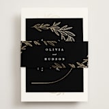 "Bianca" - Foil-Pressed RSVP Online Enclosure Cards in Ink by Kristie Kern - Assembled with Belly Band