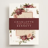 "Romantic Frame" - Foil-Pressed RSVP Online Enclosure Cards in Peony by Wildfield Paper Co - Assembled with Belly Band