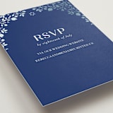 "Pomegranate Floral Frame" - Foil-Pressed RSVP Online Enclosure Cards in Royal by Nam Bourassa - Detail