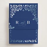 "Pomegranate Floral Frame" - Foil-Pressed RSVP Online Enclosure Cards in Royal by Nam Bourassa - Assembled with Belly Band