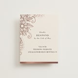 "Mandala Corners" - Foil-Pressed RSVP Online Enclosure Cards in Peony by Oma N. Ramkhelawan - Front