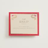 "Indian garden" - Foil-Pressed RSVP Online Enclosure Cards in Sindoor by Creo Study - Front