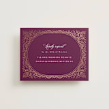 "Zardozi" - Foil-Pressed RSVP Online Enclosure Cards in Amethyst by Mansi Verma - Front