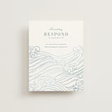 "waves" - Foil-Pressed RSVP Online Enclosure Cards in Aqua by Jessie Steury - Front