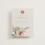 "Auspicious Peonies" - Foil-Pressed RSVP Online Enclosure Cards in Evergreen by fatfatin - Front