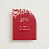"Garden Vines" - Foil-Pressed RSVP Online Enclosure Cards in Ruby by Yaling Hou Suzuki - Front