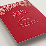 "Garden Vines" - Foil-Pressed RSVP Online Enclosure Cards in Ruby by Yaling Hou Suzuki - Detail