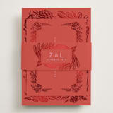 "Fiery" - Foil-Pressed RSVP Online Enclosure Cards in Ruby by Ghia Designs - Assembled with Belly Band