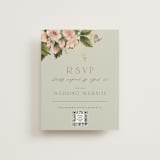 "Floral Tribute" - Foil-Pressed RSVP Online Enclosure Cards in Moss by Chris Griffith - Front
