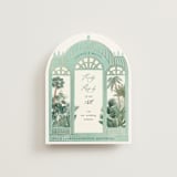 "The Greenhouse" - Foil-Pressed RSVP Online Enclosure Cards in Seagreen by Elly - Front